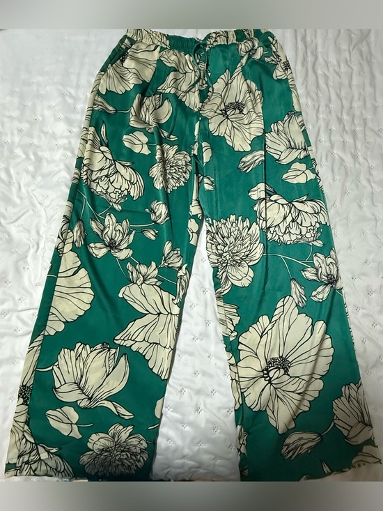 Rachel Pants - Rachel Green-Teal Floral Wide Leg Pants